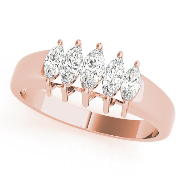 Fancy Marquise Half Eternity Ring in Gold & Platinum
