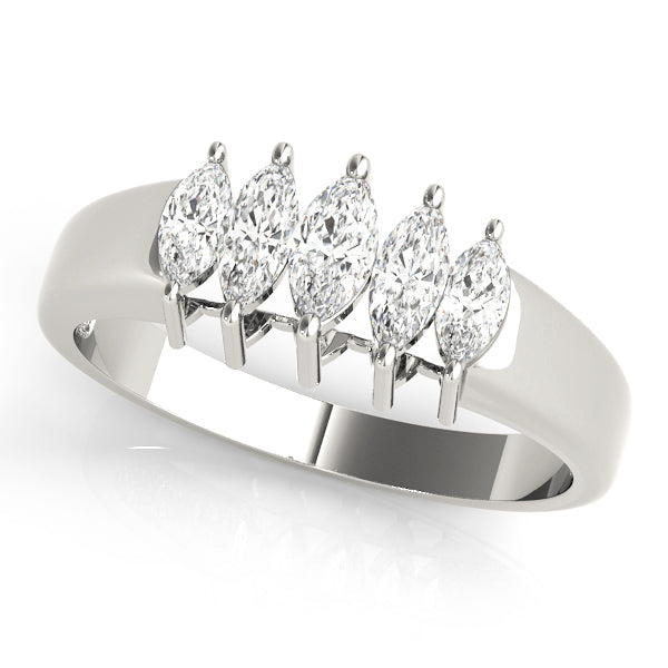 Fancy Marquise Half Eternity Ring in Gold & Platinum
