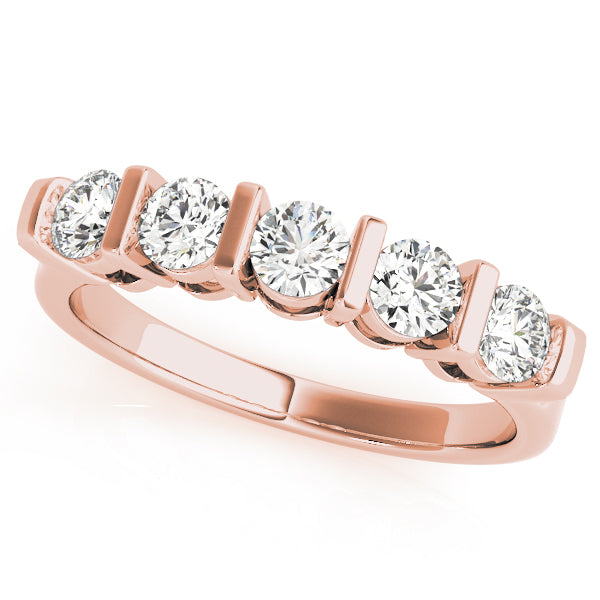 Bar Set Half Eternity Ring in Gold & Platinum