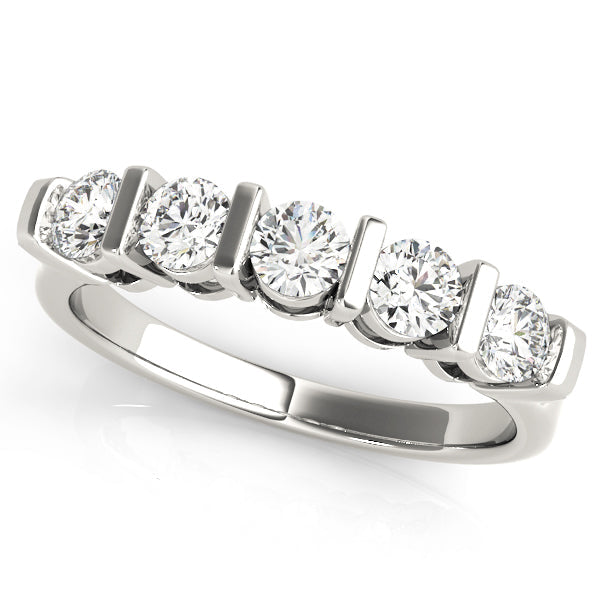 Bar Set Half Eternity Ring in Gold & Platinum