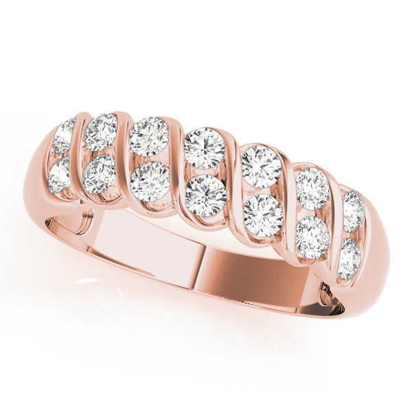 S Bands Half Eternity Ring in Gold & Platinum