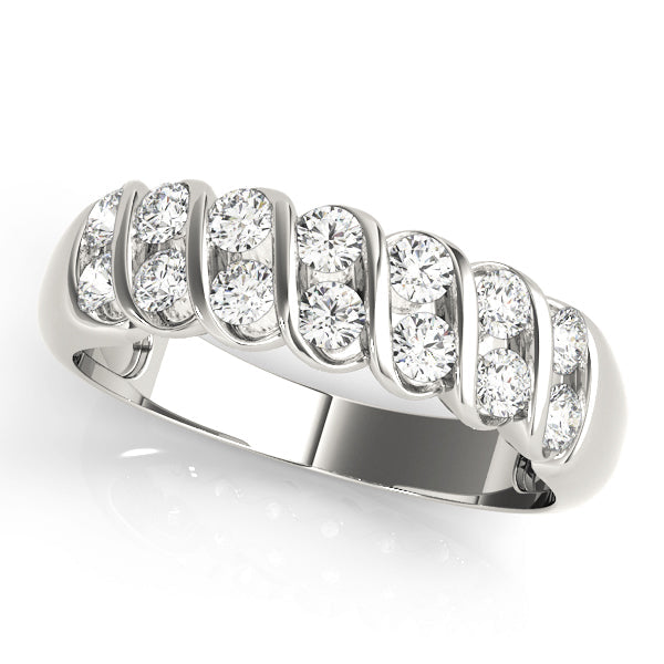 S Bands Half Eternity Ring in Gold & Platinum