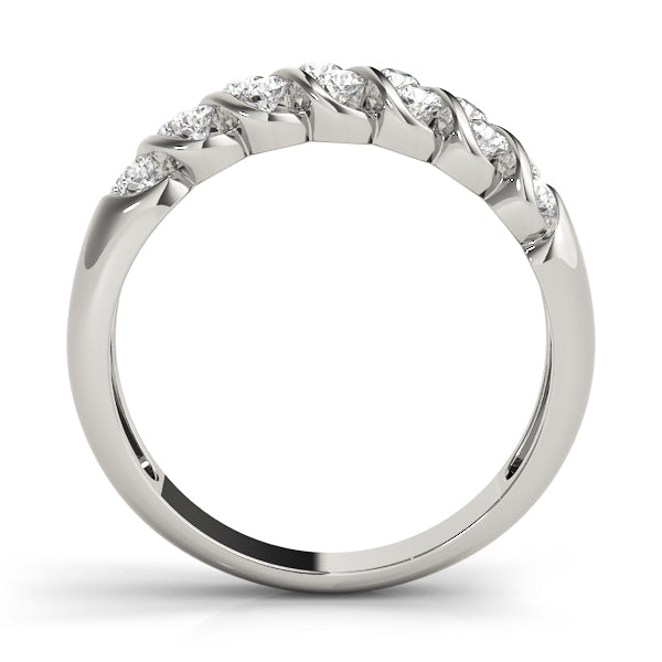 S Bands Half Eternity Ring in Gold & Platinum