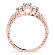 Round Three Stone Diamond Ring with Diamond Band in 10K/14K gold and platinum with certified lab-grown or natural diamonds