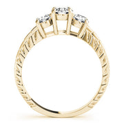 Round Three Stone Diamond Ring with Diamond Band in 10K/14K gold and platinum with certified lab-grown or natural diamonds