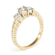 Round Three Stone Diamond Ring with Diamond Band in 10K/14K gold and platinum with certified lab-grown or natural diamonds