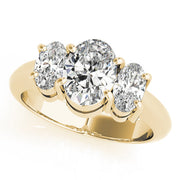 Oval Three Stone Diamond Ring in 10K/14K gold and platinum with certified lab-grown or natural diamonds