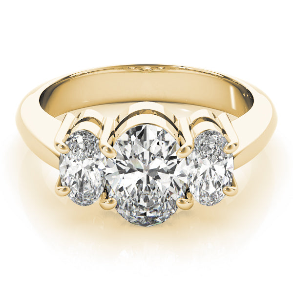 Oval Three Stone Diamond Ring in 10K/14K gold and platinum with certified lab-grown or natural diamonds