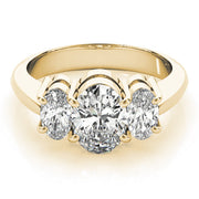 Oval Three Stone Diamond Ring in 10K/14K gold and platinum with certified lab-grown or natural diamonds