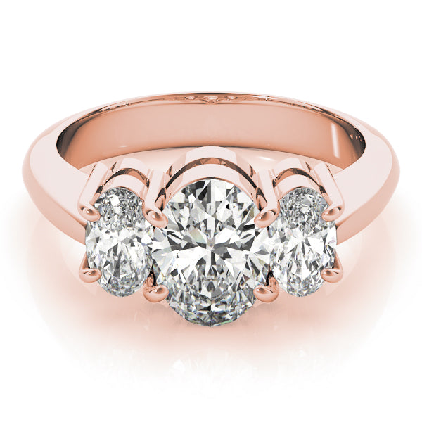 Oval Three Stone Diamond Ring in 10K/14K gold and platinum with certified lab-grown or natural diamonds