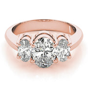 Oval Three Stone Diamond Ring in 10K/14K gold and platinum with certified lab-grown or natural diamonds