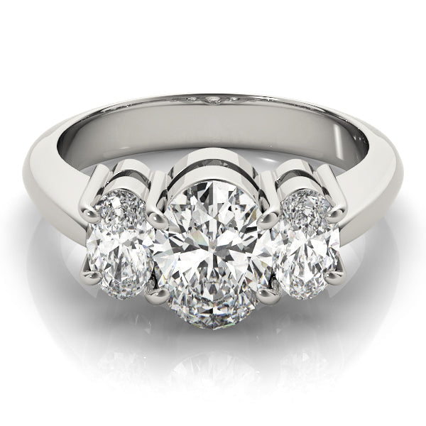 Oval Three Stone Diamond Ring in 10K/14K gold and platinum with certified lab-grown or natural diamonds