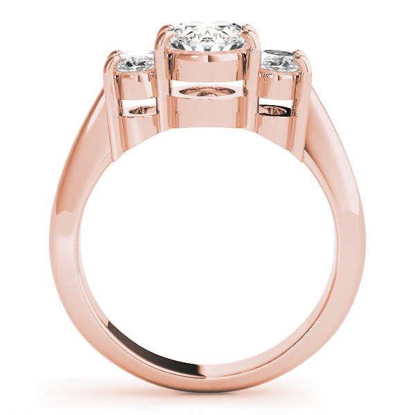 Oval Three Stone Diamond Ring in 10K/14K gold and platinum with certified lab-grown or natural diamonds