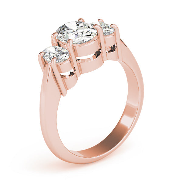 Oval Three Stone Diamond Ring in 10K/14K gold and platinum with certified lab-grown or natural diamonds