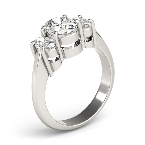 Oval Three Stone Diamond Ring in 10K/14K gold and platinum with certified lab-grown or natural diamonds