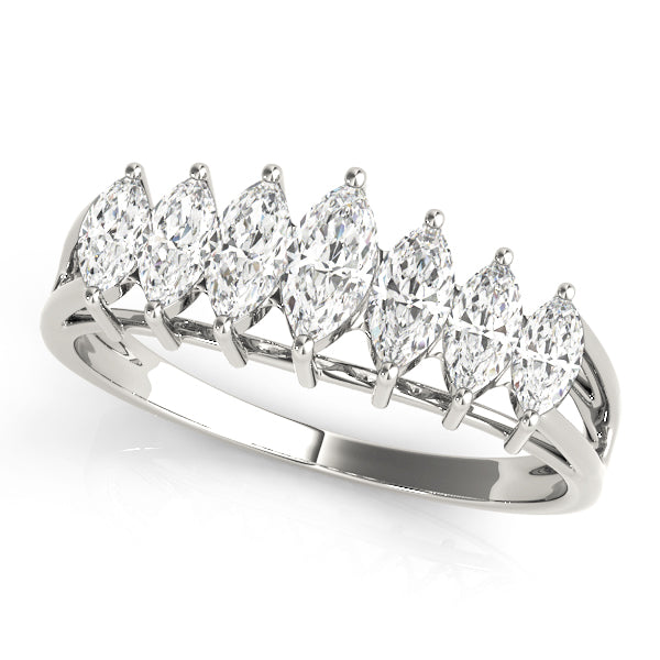 Fancy Marquise Half Eternity Ring in Gold & Platinum
