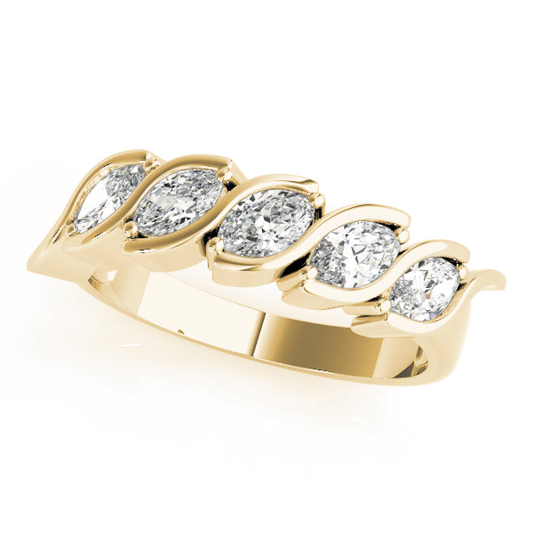 Fancy Marquise Bar Set Half Eternity Ring in 10K/14K gold and platinum with certified lab-grown or natural diamonds