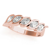 Fancy Marquise Bar Set Half Eternity Ring in Gold & Platinum