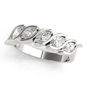 Fancy Marquise Bar Set Half Eternity Ring in Gold & Platinum