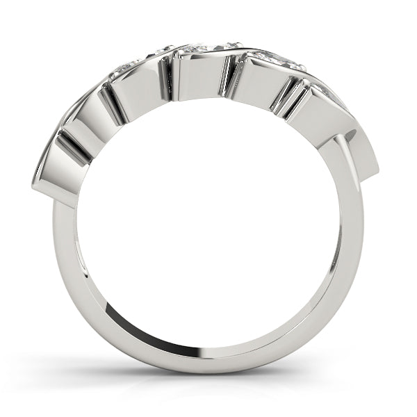 Fancy Marquise Bar Set Half Eternity Ring in Gold & Platinum