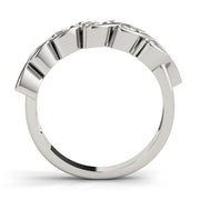 Fancy Marquise Bar Set Half Eternity Ring in Gold & Platinum