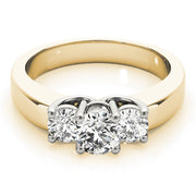 Three-Stone Round Diamond Engagement Ring in 10K/14K gold and platinum with certified lab-grown or natural diamonds