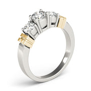Three-Stone Round Diamond Engagement Ring in 10K/14K gold and platinum with certified lab-grown or natural diamonds