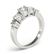 Three-Stone Round Diamond Engagement Ring in 10K/14K gold and platinum with certified lab-grown or natural diamonds