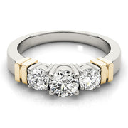 Three-Stone Round Diamond Engagement Ring in 10K/14K gold and platinum with certified lab-grown or natural diamonds