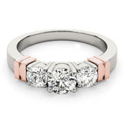 Three-Stone Round Diamond Engagement Ring in 10K/14K gold and platinum with certified lab-grown or natural diamonds