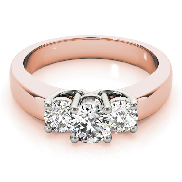Three-Stone Round Diamond Engagement Ring in 10K/14K gold and platinum with certified lab-grown or natural diamonds