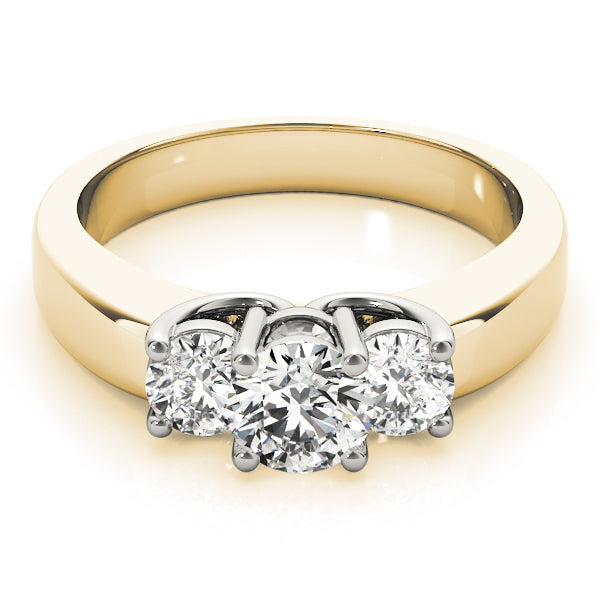 Three-Stone Round Diamond Engagement Ring in 10K/14K gold and platinum with certified lab-grown or natural diamonds