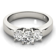 Three-Stone Round Diamond Engagement Ring in 10K/14K gold and platinum with certified lab-grown or natural diamonds