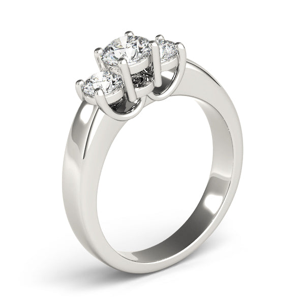 Three-Stone Round Diamond Engagement Ring in 10K/14K gold and platinum with certified lab-grown or natural diamonds