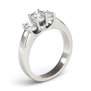 Three-Stone Round Diamond Engagement Ring in 10K/14K gold and platinum with certified lab-grown or natural diamonds
