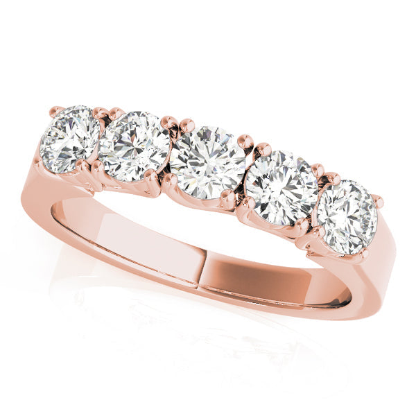5-Stone Prong Set Half Eternity Ring in Gold & Platinum