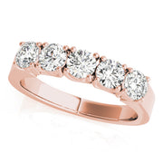5-Stone Prong Set Half Eternity Ring in Gold & Platinum