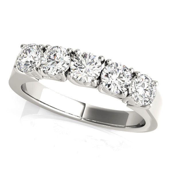 5-Stone Prong Set Half Eternity Ring in Gold & Platinum