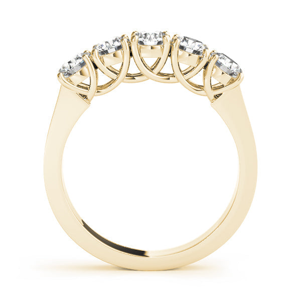 5-Stone Prong Set Half Eternity Ring in Gold & Platinum