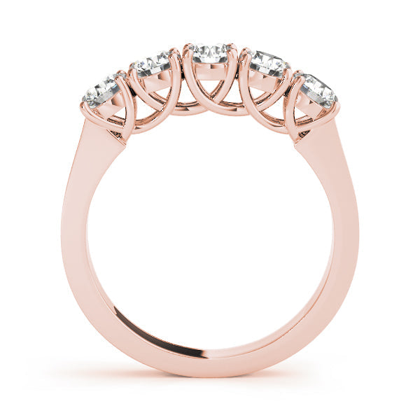 5-Stone Prong Set Half Eternity Ring in Gold & Platinum