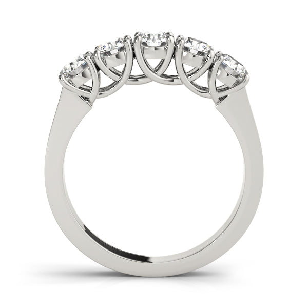 5-Stone Prong Set Half Eternity Ring in Gold & Platinum