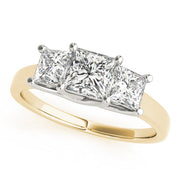 Princess Cut Three Stone Diamond Ring in 10K/14K gold and platinum with certified lab-grown or natural diamonds