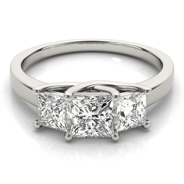 Princess Cut Three Stone Diamond Ring in 10K/14K gold and platinum with certified lab-grown or natural diamonds