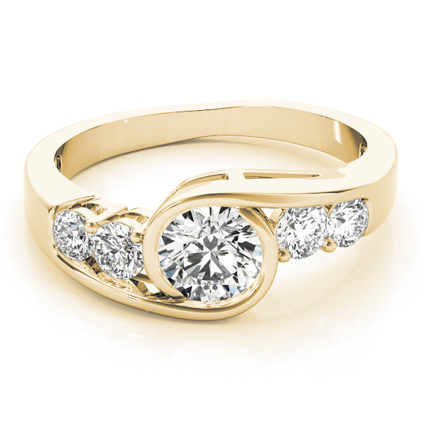 Majestic Bypass Round Diamond Engagement Ring in 10K/14K gold and platinum with certified lab-grown or natural diamonds