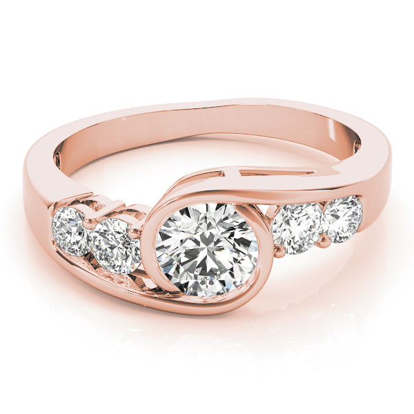 Majestic Bypass Round Diamond Engagement Ring in 10K/14K gold and platinum with certified lab-grown or natural diamonds
