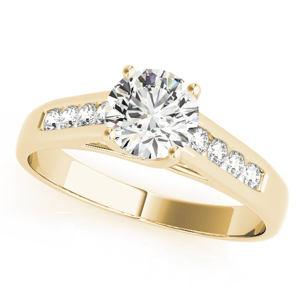 Sculpted Trellis Round Diamond Engagement Ring in 10K/14K gold and platinum with certified lab-grown or natural diamonds