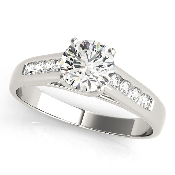 Sculpted Trellis Round Diamond Engagement Ring in 10K/14K gold and platinum with certified lab-grown or natural diamonds