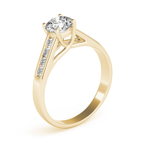 Sculpted Trellis Round Diamond Engagement Ring in 10K/14K gold and platinum with certified lab-grown or natural diamonds