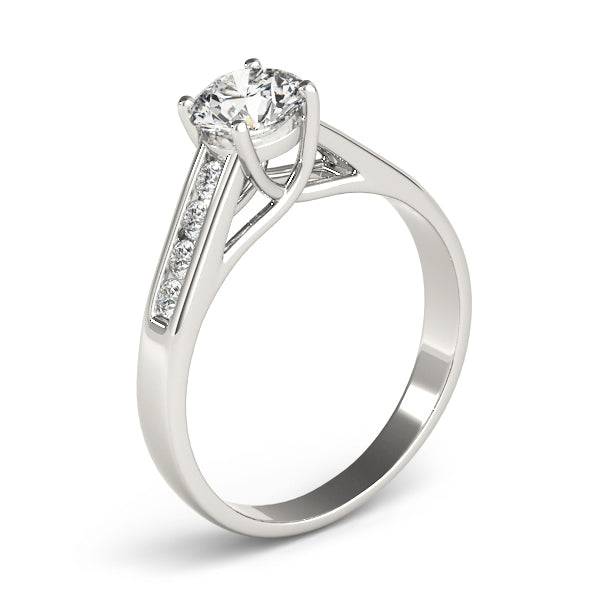 Sculpted Trellis Round Diamond Engagement Ring in 10K/14K gold and platinum with certified lab-grown or natural diamonds