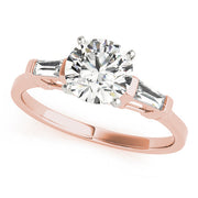 Romantic Three-Stone Baguette Round Diamond Engagement Ring in 10K/14K gold and platinum with certified lab-grown or natural diamonds